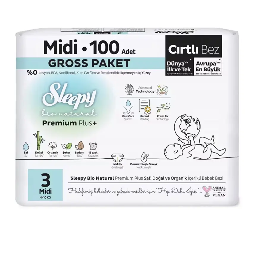Sleepy Bebek Bezi Bio Natural 3 Numara Midi 100lü Gross Paket - 7