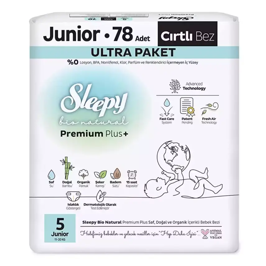 Sleepy Bebek Bezi Bio Natural 5 Numara Junior 78 Adet Ultra Paket - 1