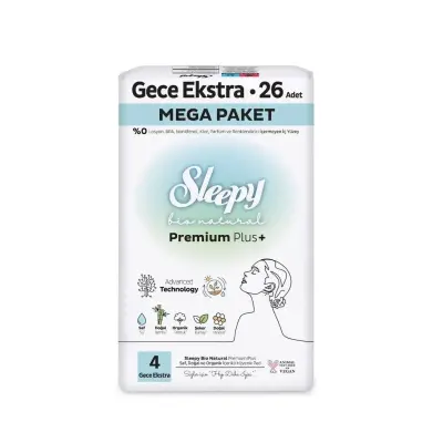 Sleepy Bio Natural Hijyenik Ped Gece Ekstra Mega Paket 26 Adet - 2