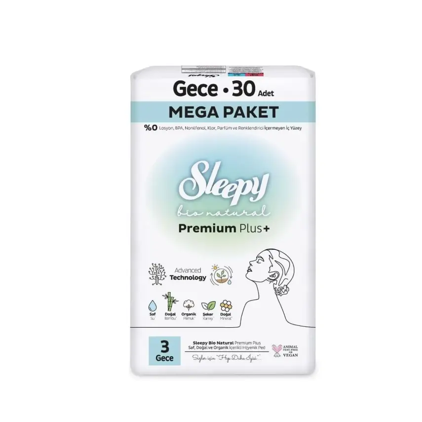 Sleepy Bio Natural Hijyenik Ped Gece Mega Paket 30 Adet - 5