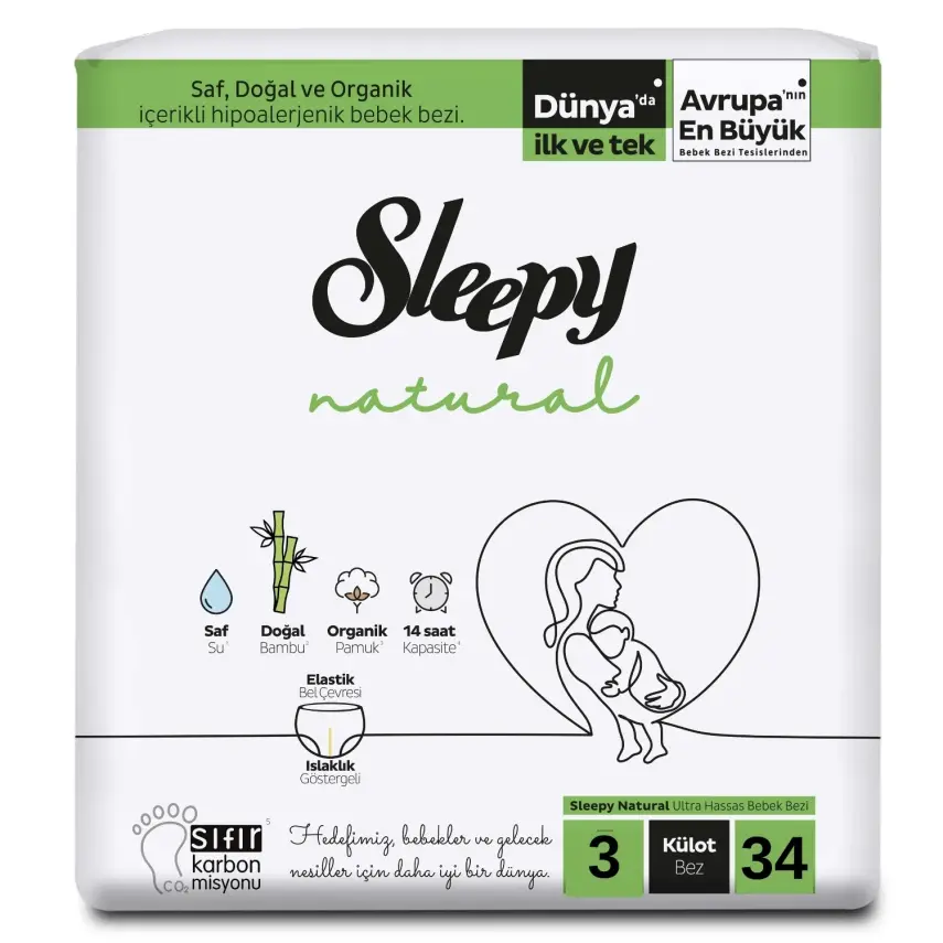 Sleepy Natural Külot Bebek Bezi 3 Beden Midi 34lü - 1