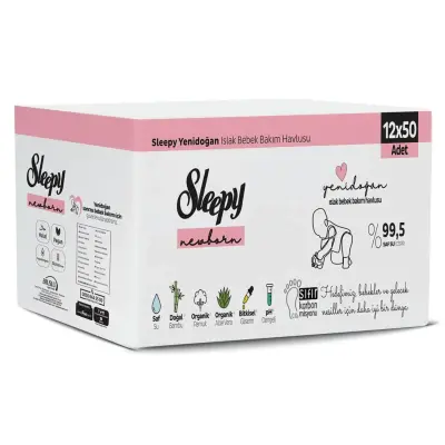 Sleepy Yenidoğan Islak Mendil 12x50li