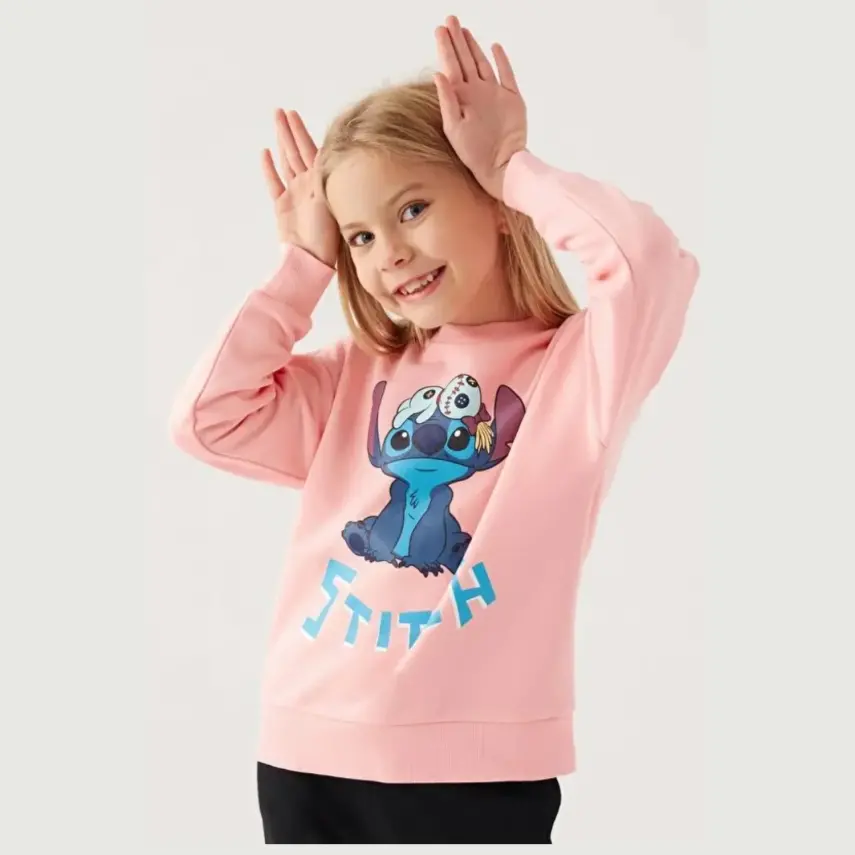 Stitch Kız Çocuk Sweatshirt Somon - 8