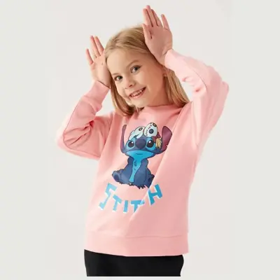 Stitch Kız Çocuk Sweatshirt Somon