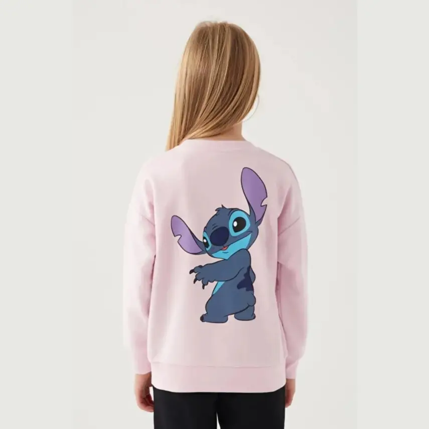 Stitch Kız Çocuk Sweatshirt Toz Pembe - 4