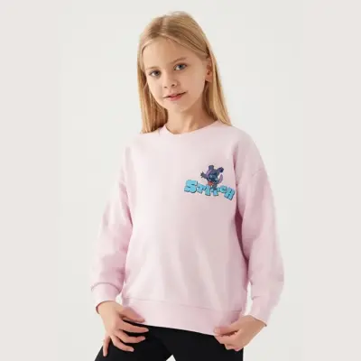 Stitch Kız Çocuk Sweatshirt Toz Pembe - 2