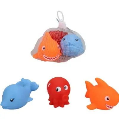 Sunman Banyo Oyuncağı Vinil Köpek Balığı-Yunus-Ahtapot 3lü - 3