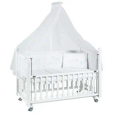 Tahterevalli Cuppa Beşik 60x120 cm Beyaz ve Beyaz Uyku Seti