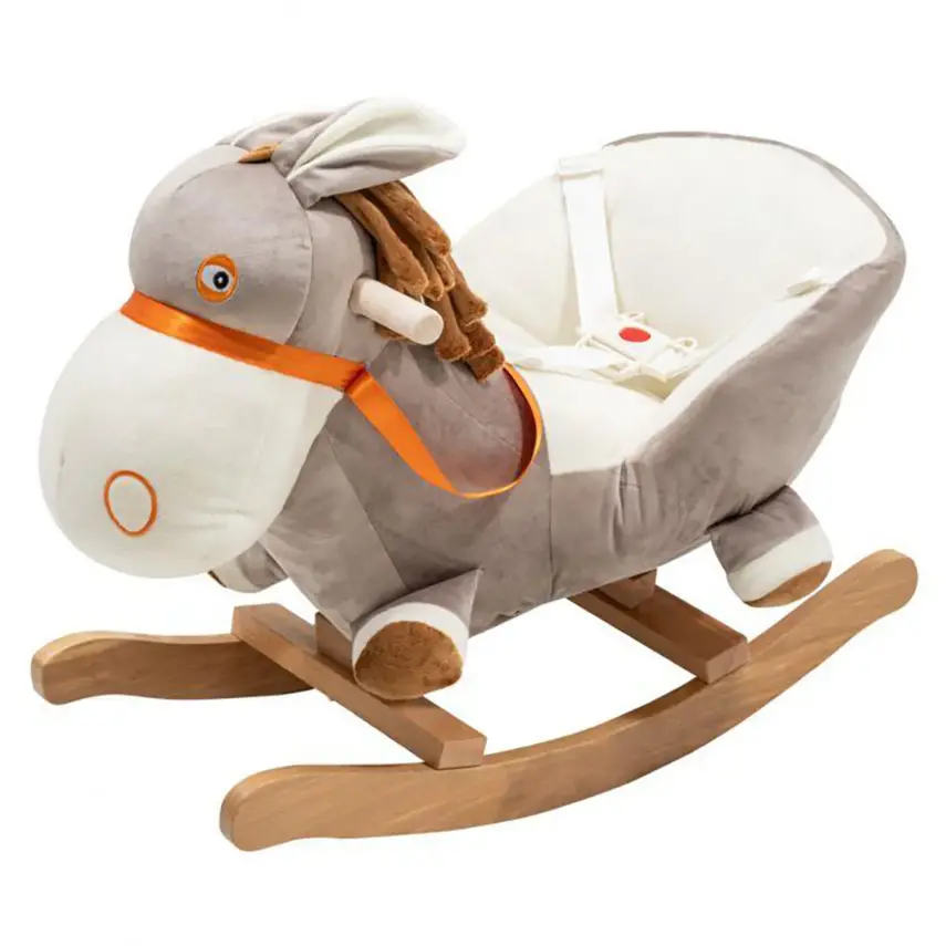 Tiffany Ahşap Sallanır Müzikli At- Gri Turuncu - 1