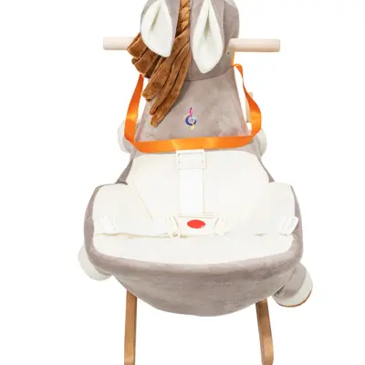 Tiffany Ahşap Sallanır Müzikli At- Gri Turuncu - 2