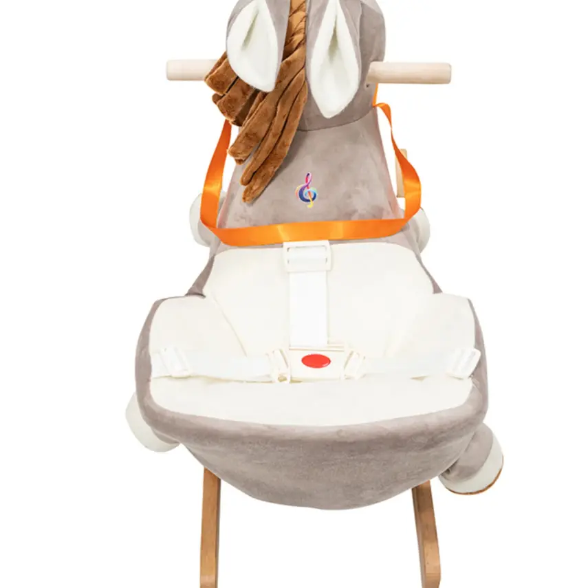 Tiffany Ahşap Sallanır Müzikli At- Gri Turuncu - 2