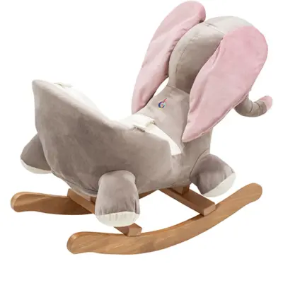 Tiffany Ahşap Sallanır Müzikli Fil- Gri Pudra - 2