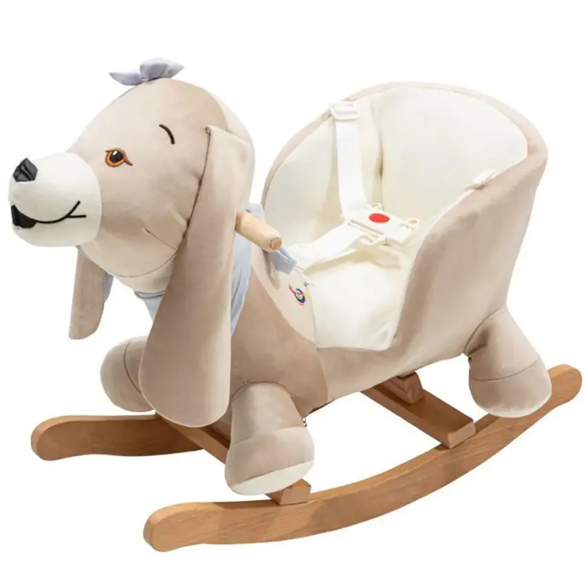 Tiffany Ahşap Sallanır Müzikli Köpek - Bej Mavi - 1