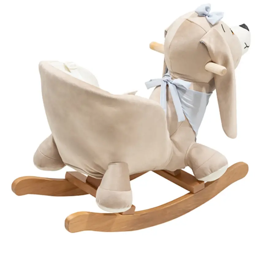 Tiffany Ahşap Sallanır Müzikli Köpek - Bej Mavi - 2