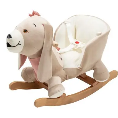 Tiffany Ahşap Sallanır Müzikli Köpek - Bej Pembe