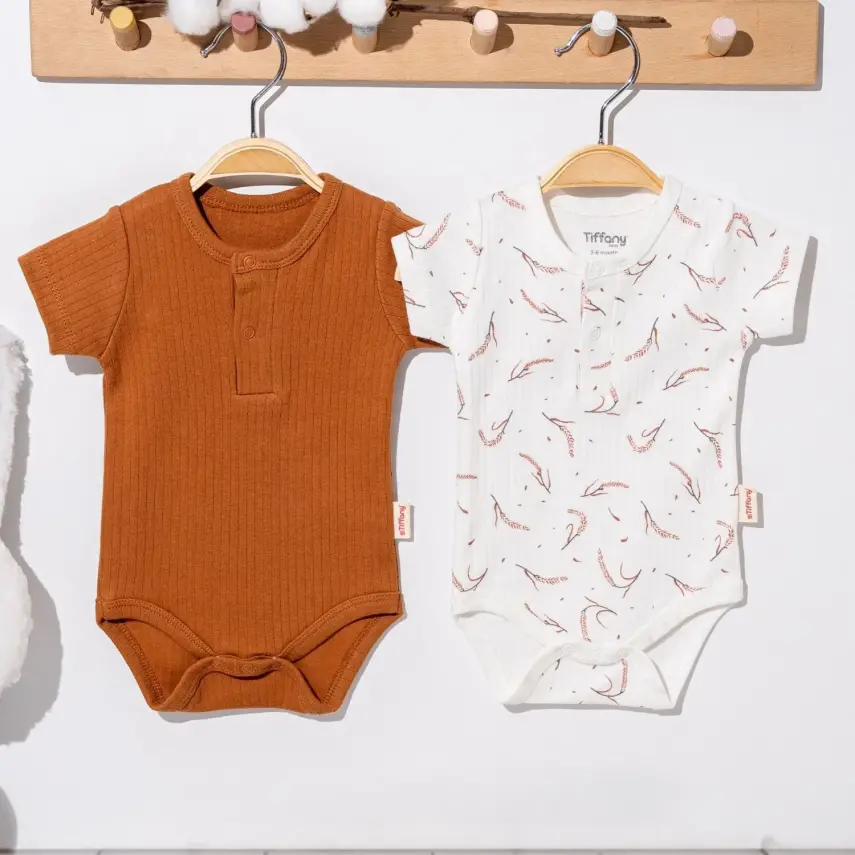 Tiffany Bebek Body Takımı Kısa Kol 2li Wheat Theme - 7