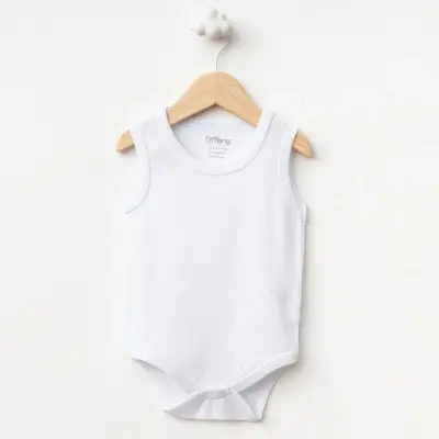 Tiffany Unisex Pamuklu Atlet Body Bisiklet Yaka Jakarlı Basic Tema Beyaz - 17