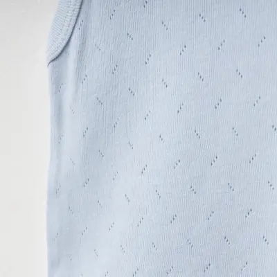 Tiffany Unisex Pamuklu Atlet Body Bisiklet Yaka Jakarlı Basic Tema Mavi - 4