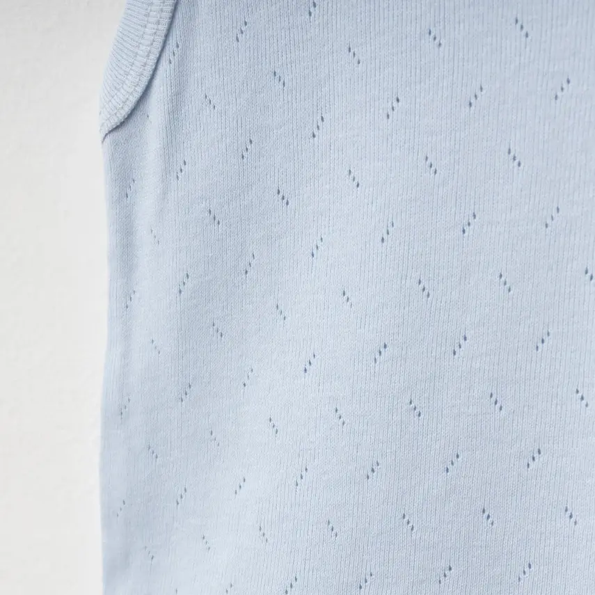 Tiffany Unisex Pamuklu Atlet Body Bisiklet Yaka Jakarlı Basic Tema Mavi - 4