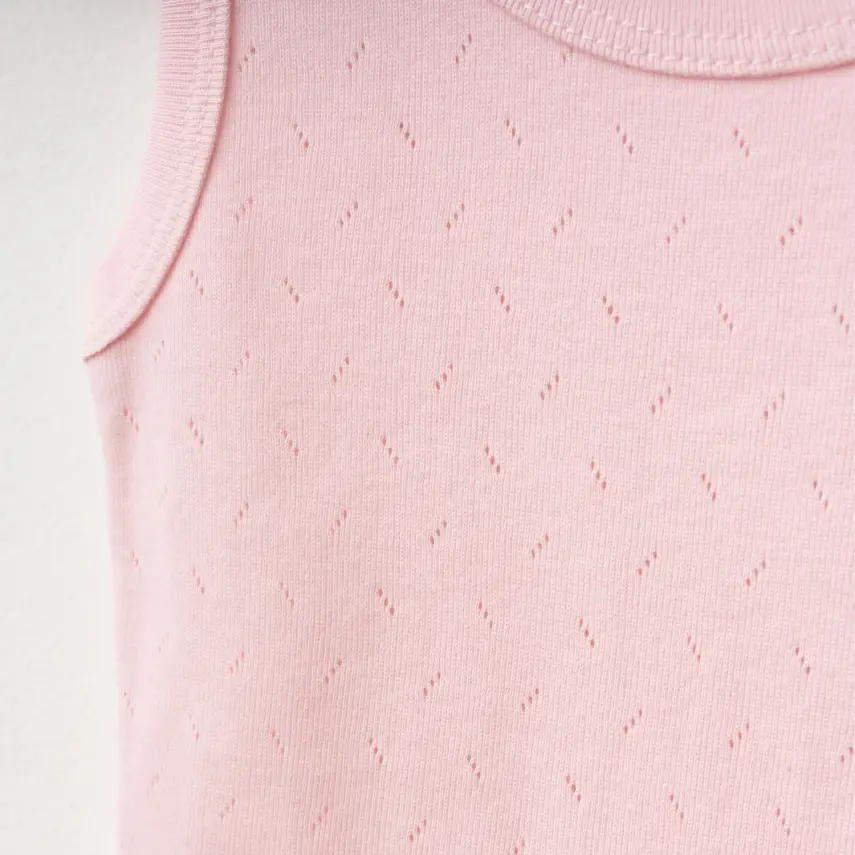 Tiffany Unisex Pamuklu Atlet Body Bisiklet Yaka Jakarlı Basic Tema Pembe - 4