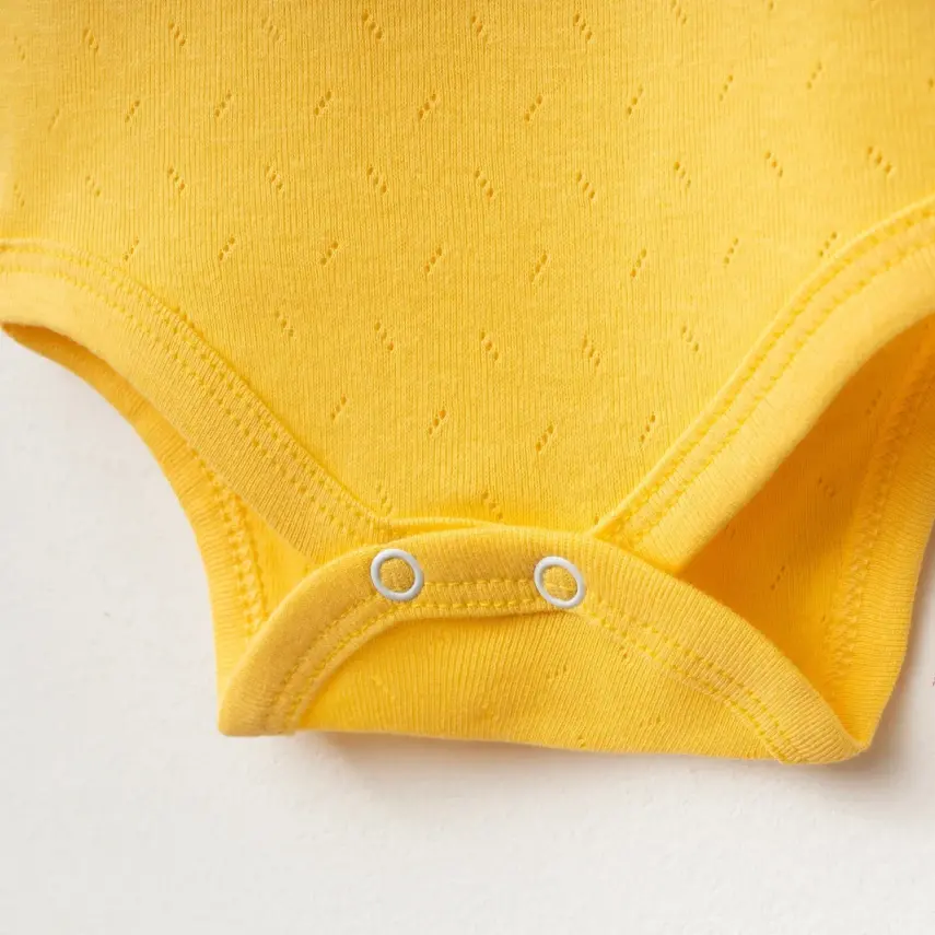 Tiffany Unisex Pamuklu Atlet Body Bisiklet Yaka Jakarlı Basic Tema Sarı - 3