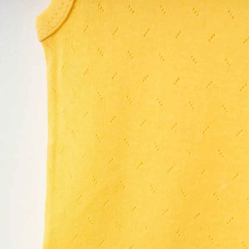 Tiffany Unisex Pamuklu Atlet Body Bisiklet Yaka Jakarlı Basic Tema Sarı - 4