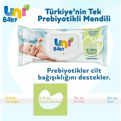 Uni Baby Hassas Dokunuş Islak Mendil 12x52li 6-12 Ay - 2