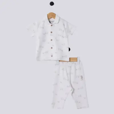 U.s. Polo  Bebek Pijama Takımı Beyaz Unisex