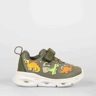 Vicco Dino Erkek Bebek Spor Ayakkabı Işıklı Phylon Haki