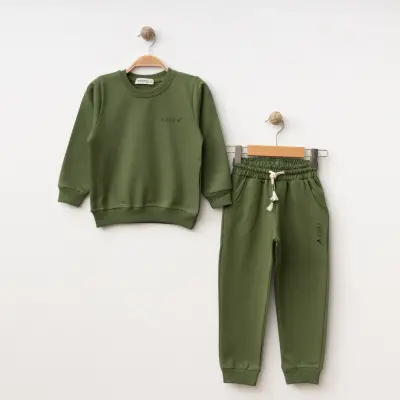 Winimo 2li Çocuk Takım Smile Smile Baskılı Haki Unisex 