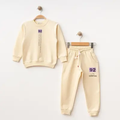 Winimo Kız Çocuk 2li Takım 92 Life Confide Baskılı Bej