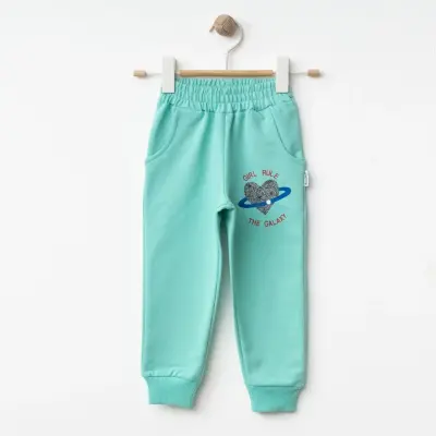 Winimo Kız Çocuk Eşofman Altı Girl Rule Baskılı Açık Yeşil - 1