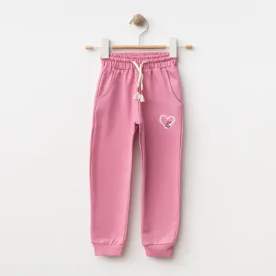 Winimo Kız Çocuk Eşofman Altı Kalpli Kedi Baskılı Pembe - 8