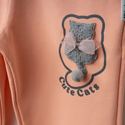 Winimo Kız Eşofman Altı Kedi Aksesuarlı Pudra - 3