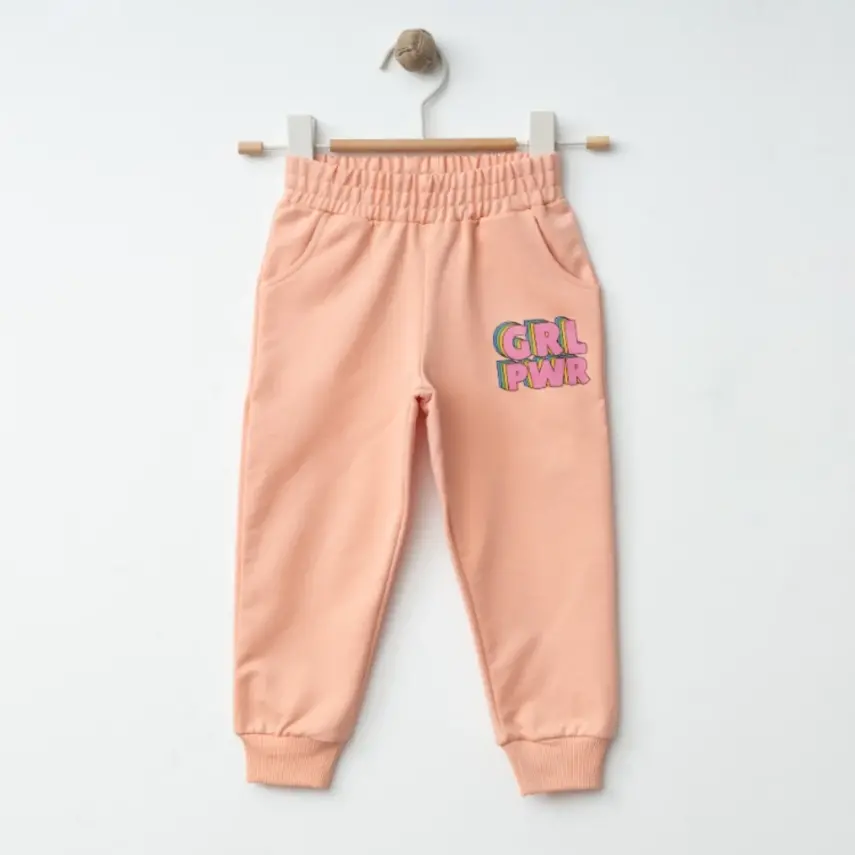 Winimo Kız Eşofman Altı Pwr Girl Baskılı Pudra - 1