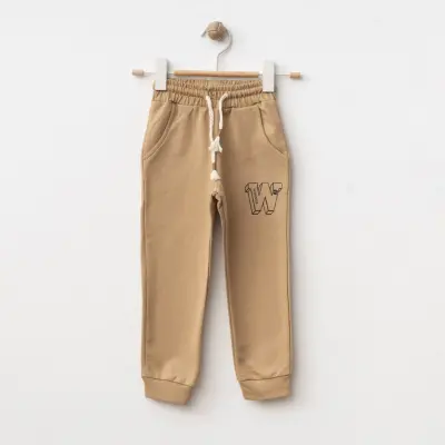 Winimo Unisex Çocuk Eşofman Altı W Baskılı Sütlü Kahve - 1