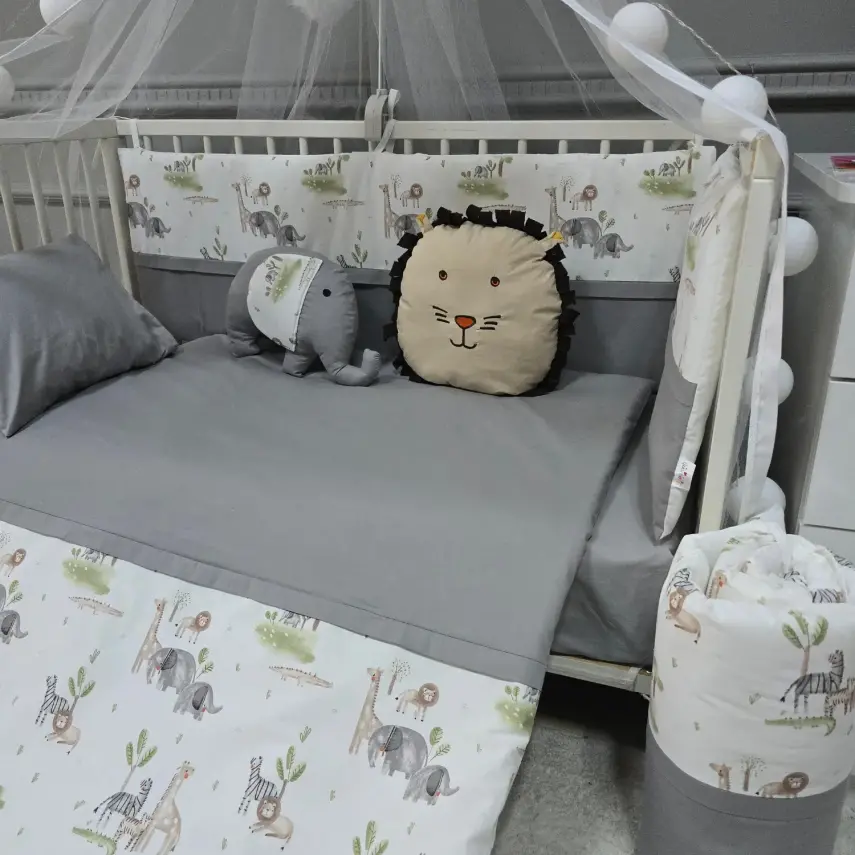 Yuar Baby Yan Duvarlı Beşik Uyku Seti Gri Amazon - 4