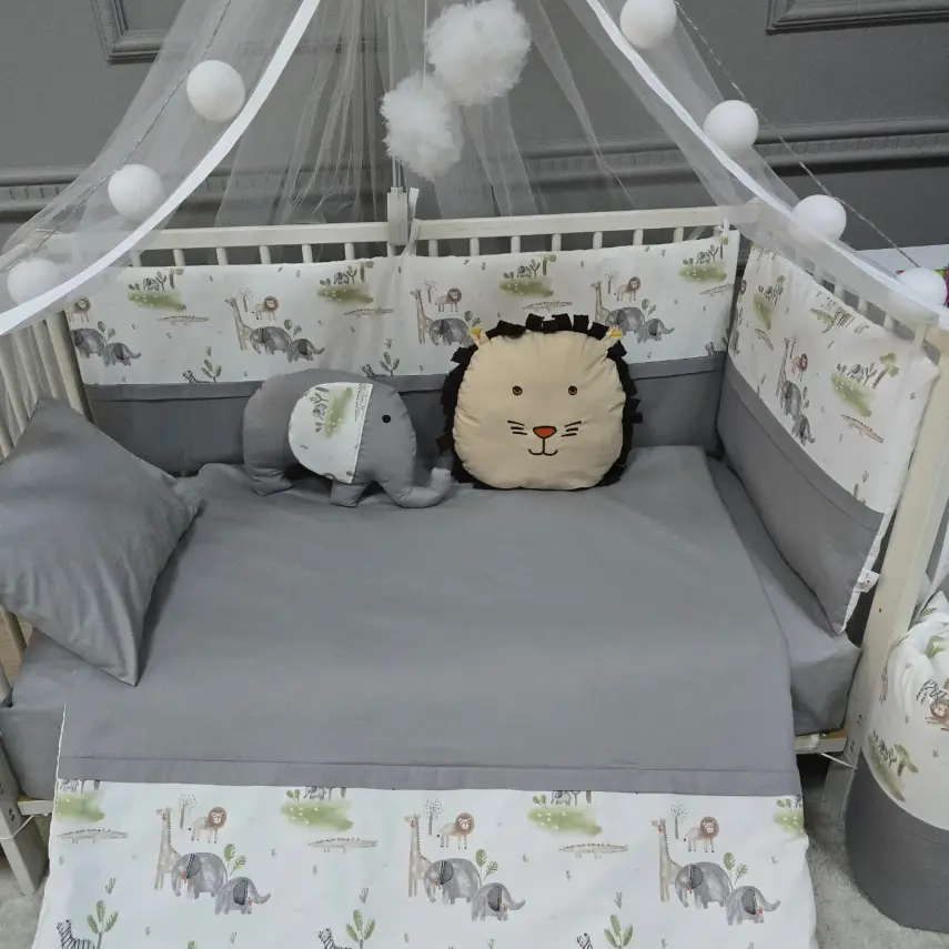 Yuar Baby Yan Duvarlı Beşik Uyku Seti Gri Amazon - 8